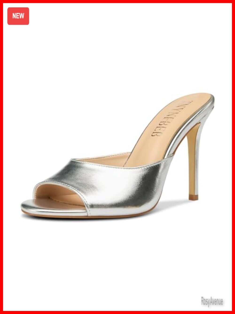Women's Stiletto Heel Peep Toe Slingback Sandals Slip On 3.9 Inch